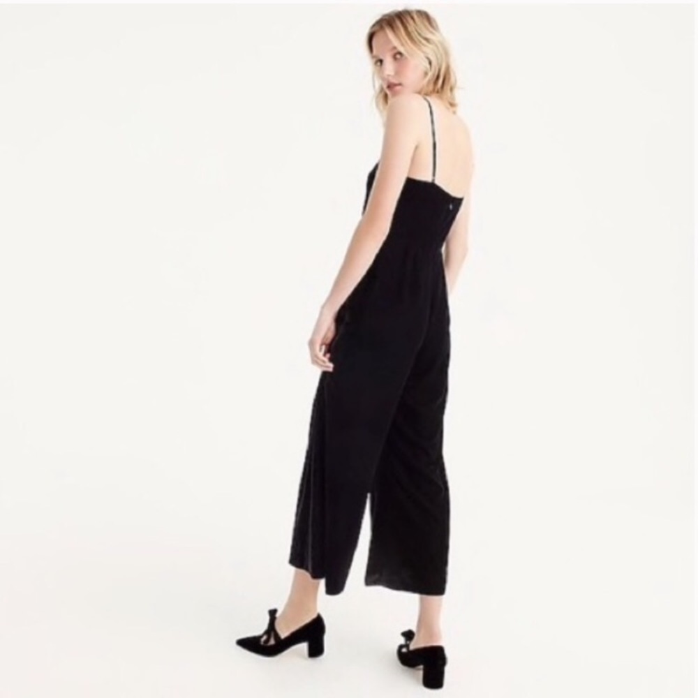 JCrew black velvet wide leg jumpsuit